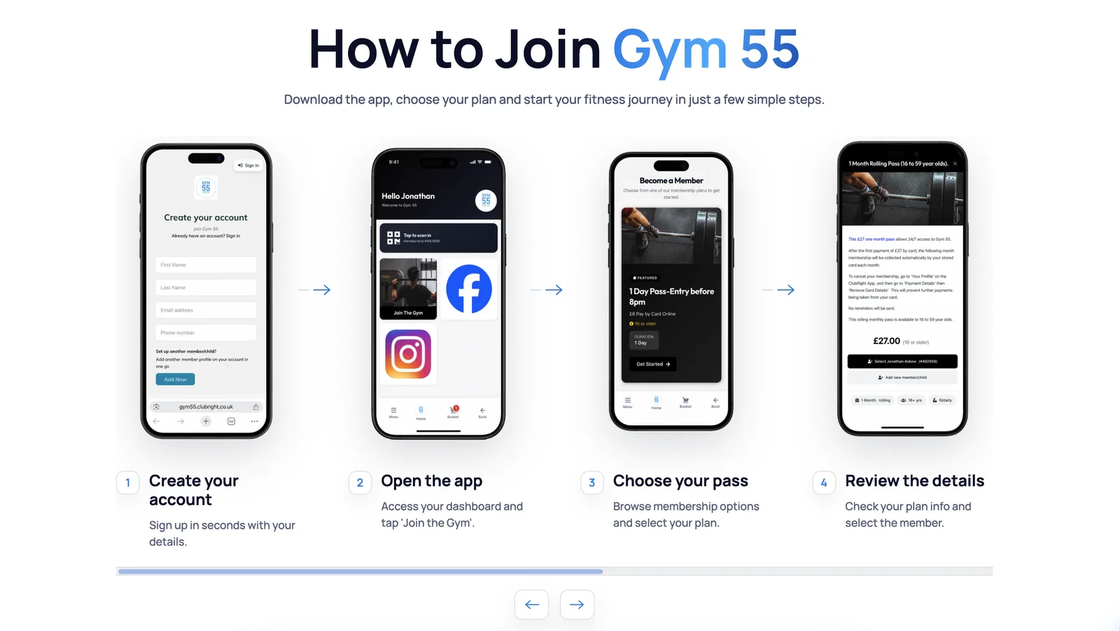 Gym 55 membership registration and app guide